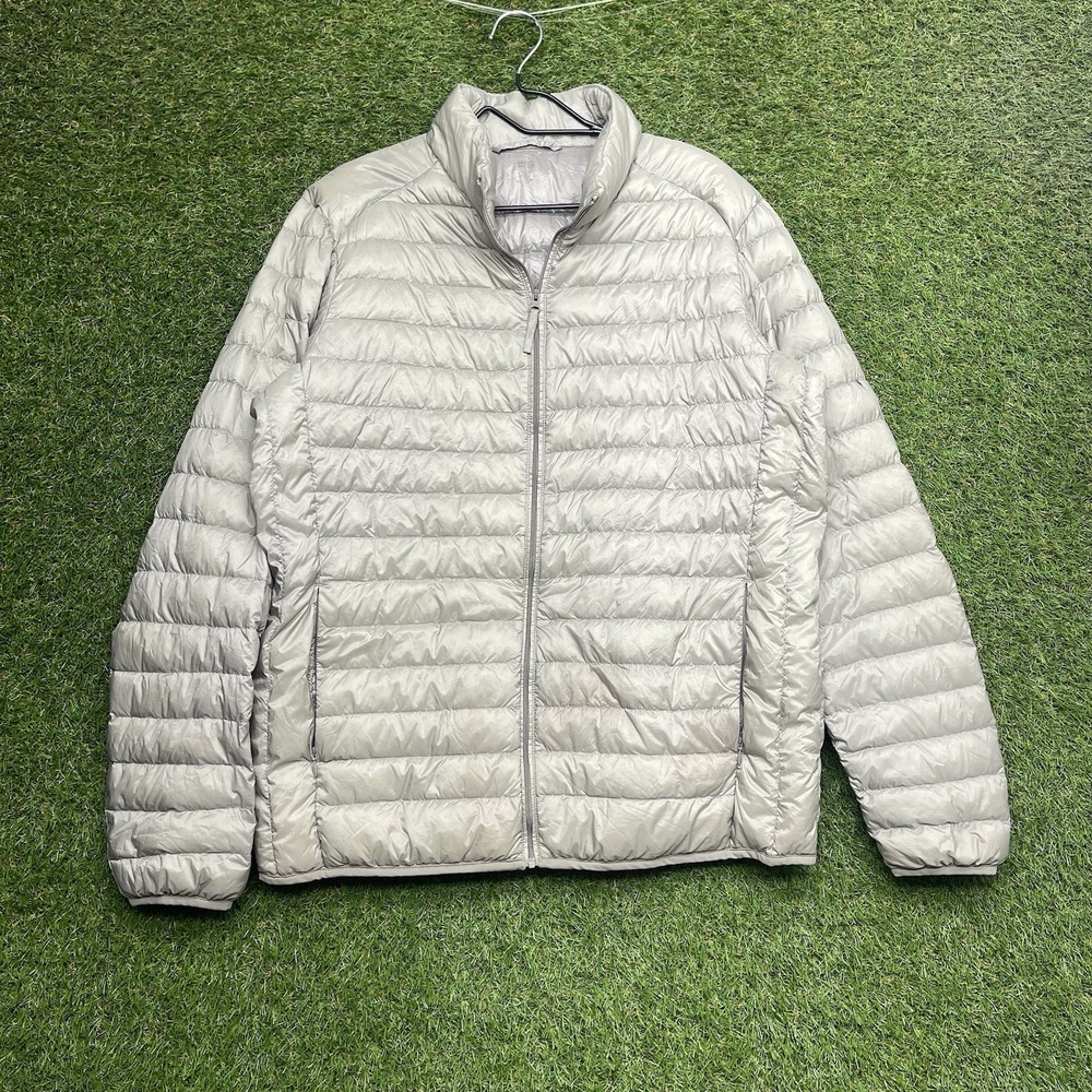 Uniqlo Jacket Mens Large Down Puffer Full Zip Lightweight Nylon Outdoor Gray